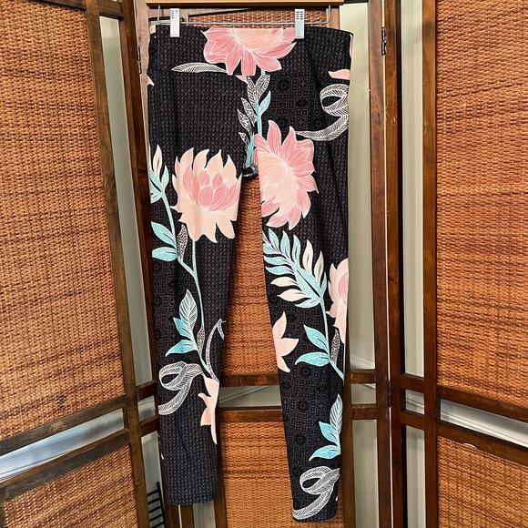 Seafolly Bali Hai Leggings Flower Print Tropical Active Size M - Picture 2 of 8